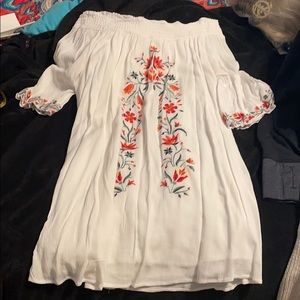 Black Swan Embroidered Off the Shoulder Dress